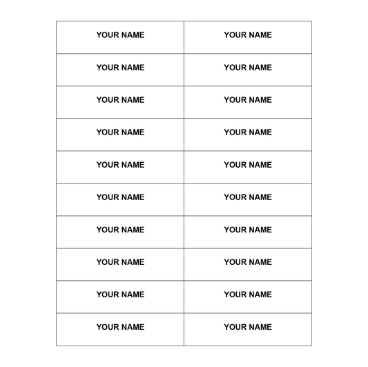 NAME LABELLING SHEET